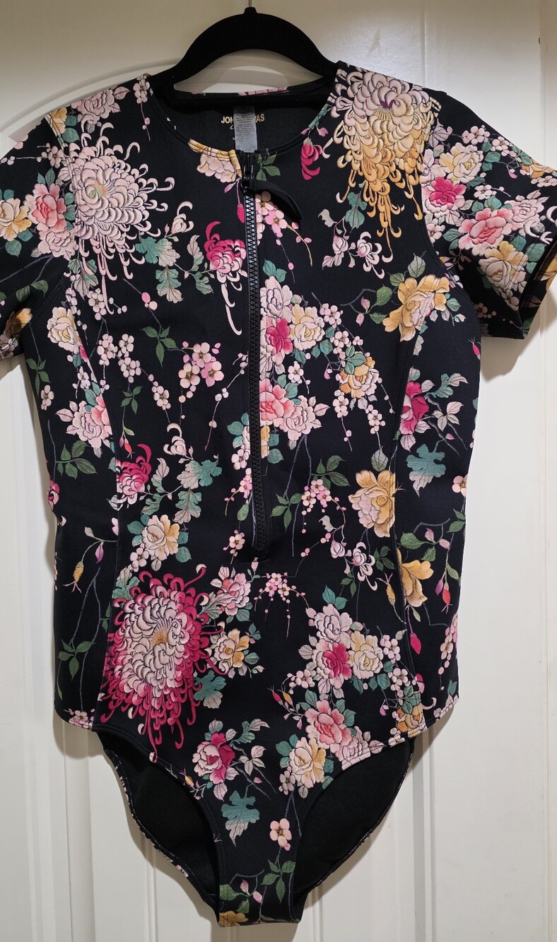 Johnny Was California Neoprene One Piece Black Floral Swim Suit